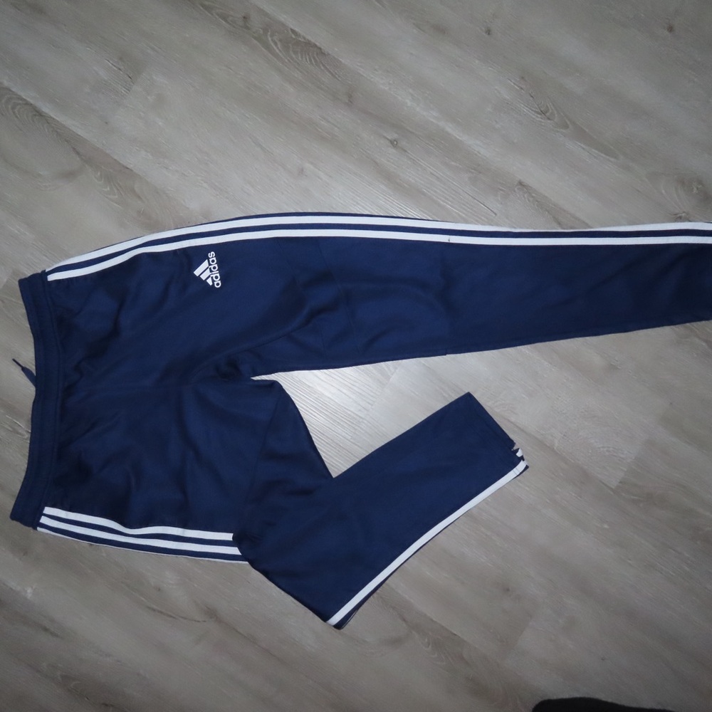 Adidas Kids Dark Blue Joggers with White Stripes